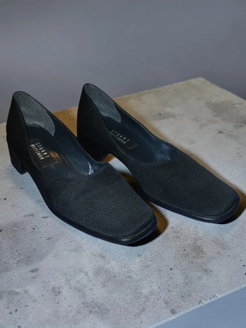 Vintage 90's Stuart Weitzman Black Low Block Heel Pumps
